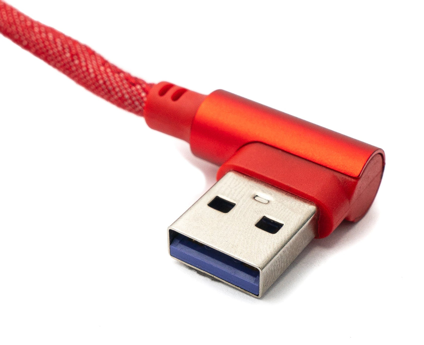 SYSTEM-S USB 3.1 Kabel 2 m Typ C Stecker zu 3.0 Typ A Stecker geflochten Winkel in Rot