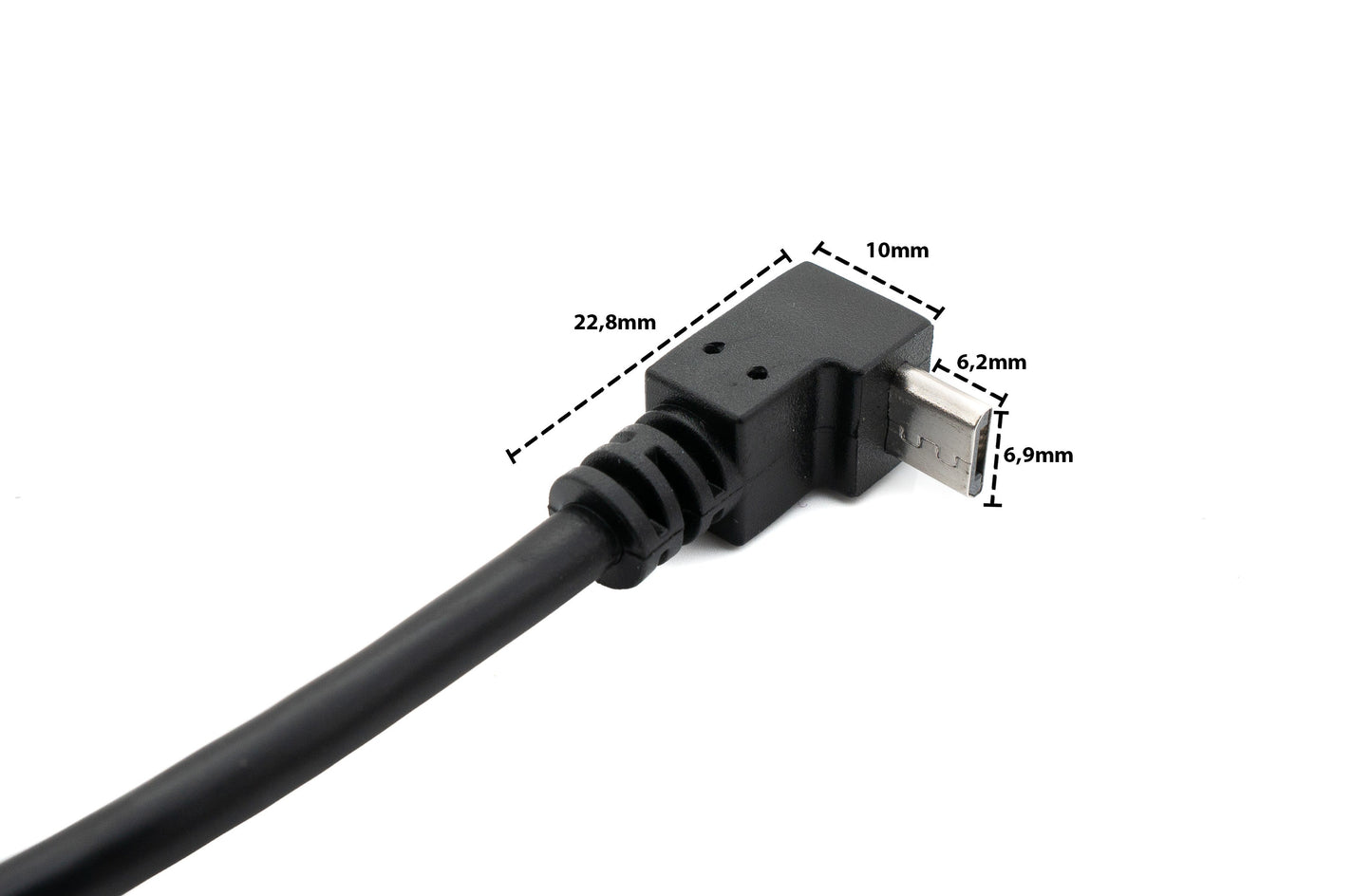 SYSTEM-S USB 2.0 Kabel 50 cm Typ A Stecker zu Micro B Stecker Winkel in Schwarz