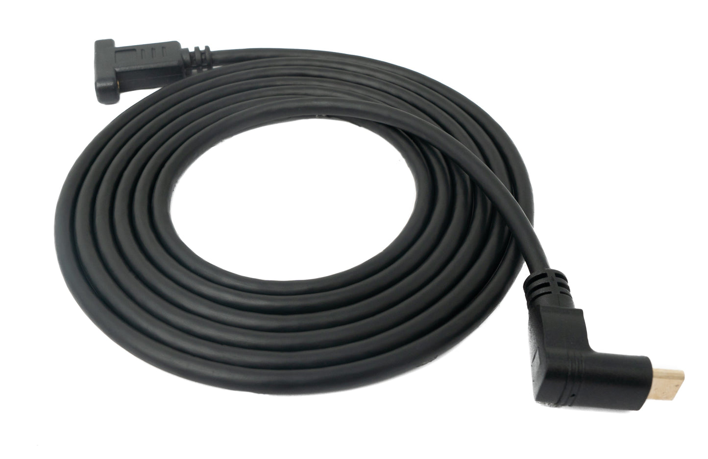 SYSTEM-S USB 3.1 Kabel 1,8 m Typ C Stecker zu Buchse Schraube Winkel in Schwarz