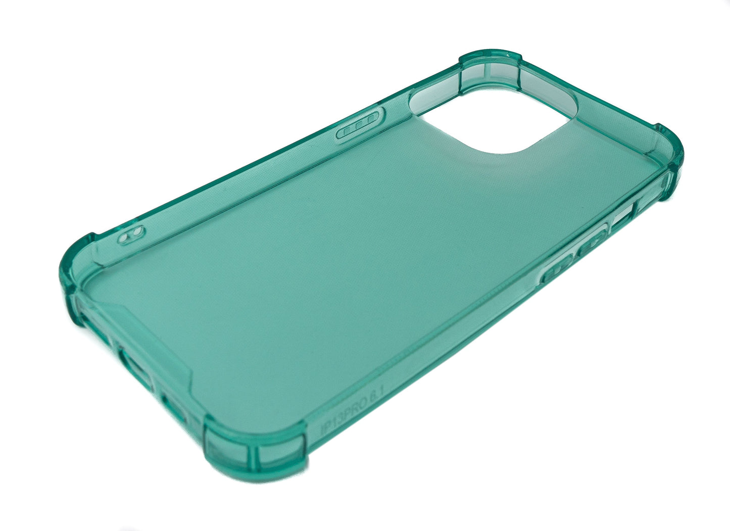 SYSTEM-S Silicone Protective Case in Green Transparent Case for iPhone 13 Pro