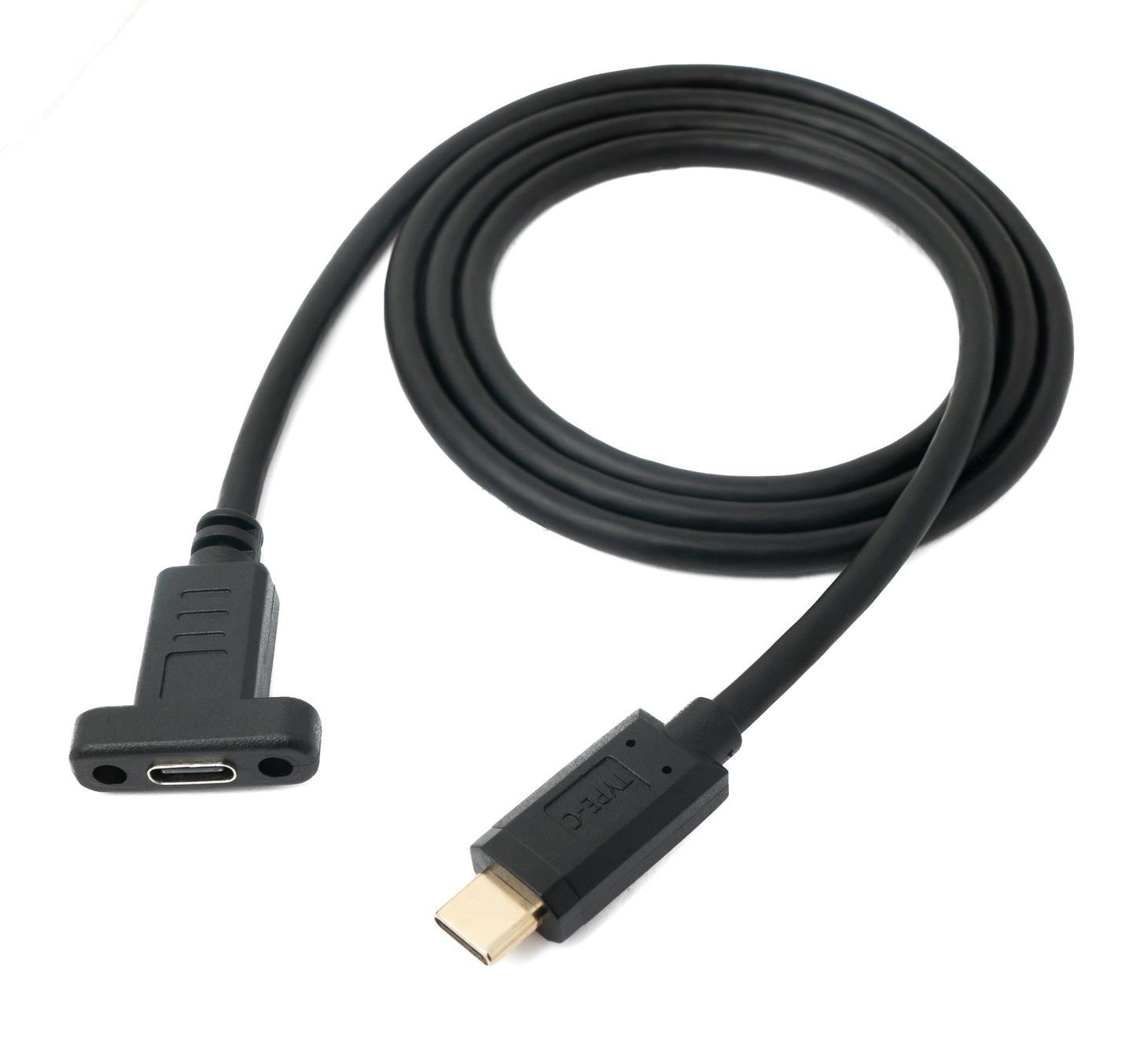 SYSTEM-S USB 3.1 Kabel 100 cm Typ C Stecker zu Buchse Schraube in Schwarz