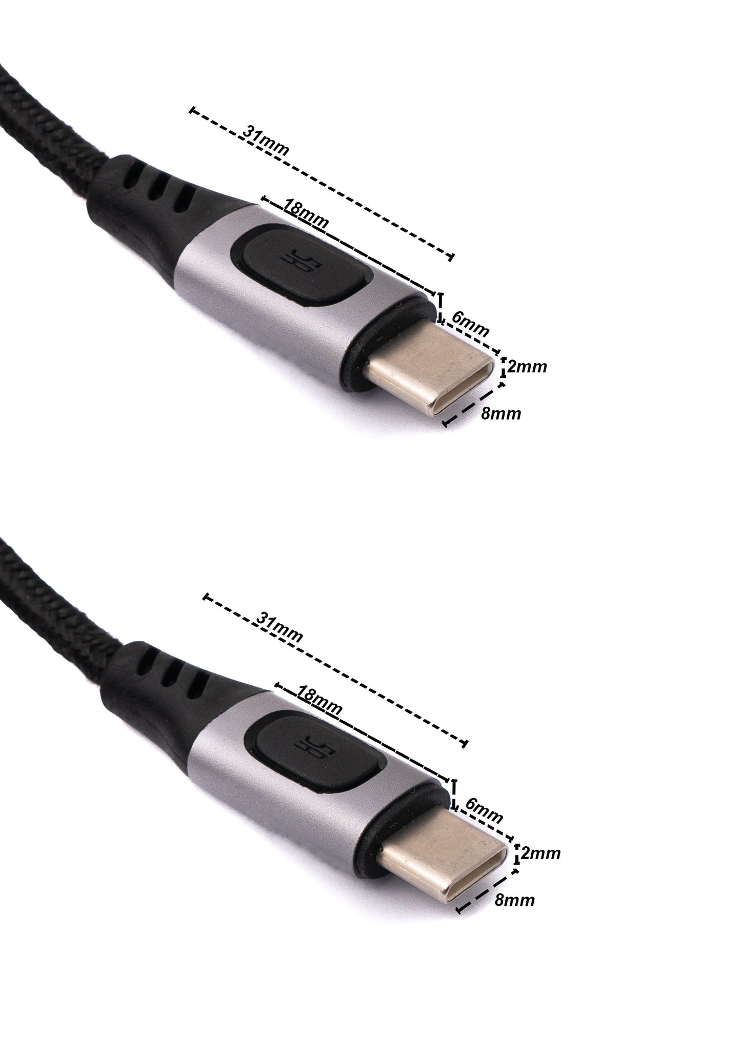 SYSTEM-S USB 3.1 Gen 2 Kabel 200 cm Typ C Stecker zu Stecker geflochten