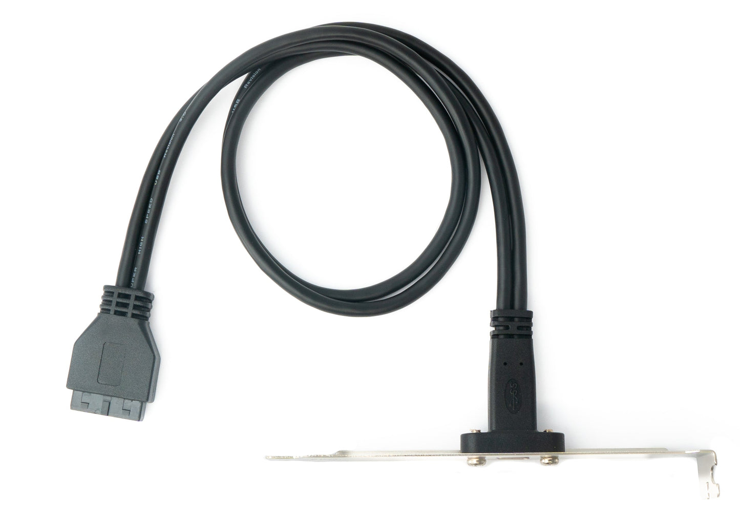 SYSTEM-S USB 3.1 cable 50 cm Type C female to 20-pin PCI screw cable in black
