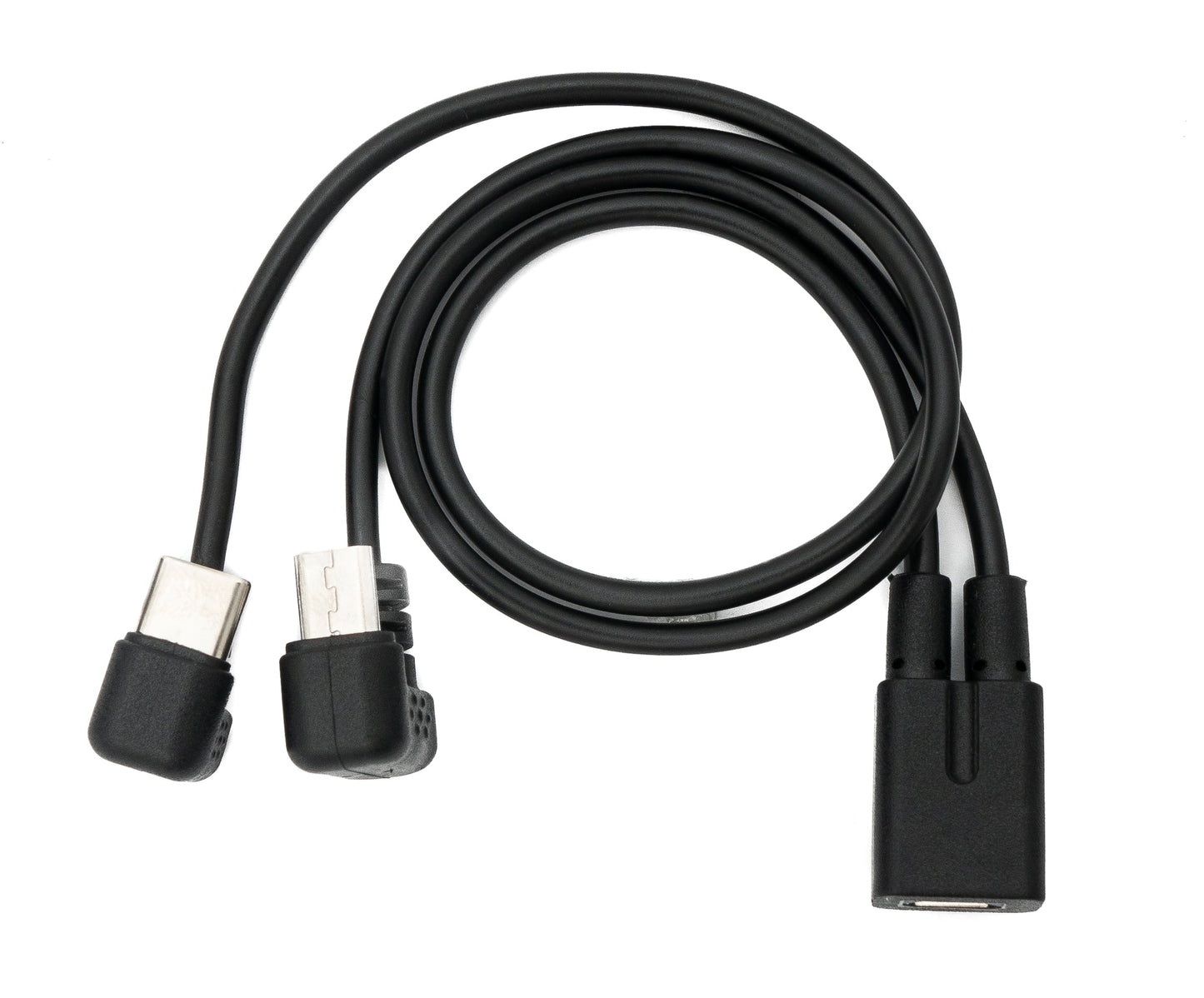 SYSTEM-S USB 3.1 Kabel 30 cm Typ C & 2.0 Micro B Stecker zu Buchse 180° Winkel in Schwarz