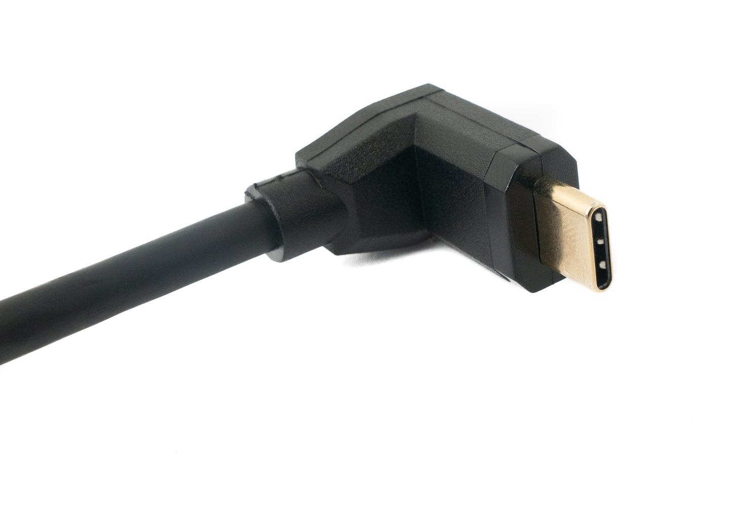 SYSTEM-S USB 3.1 Kabel 50 cm Typ C Stecker zu Buchse Schraube Winkel in Schwarz