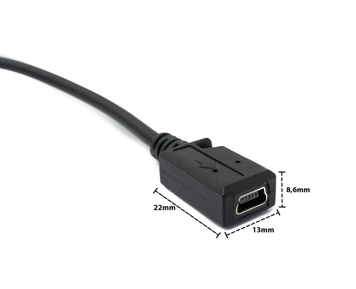 SYSTEM-S USB 3.1 U Turn 180° Cable 30 cm Type C Male to 2.0 Mini Female Angled Black