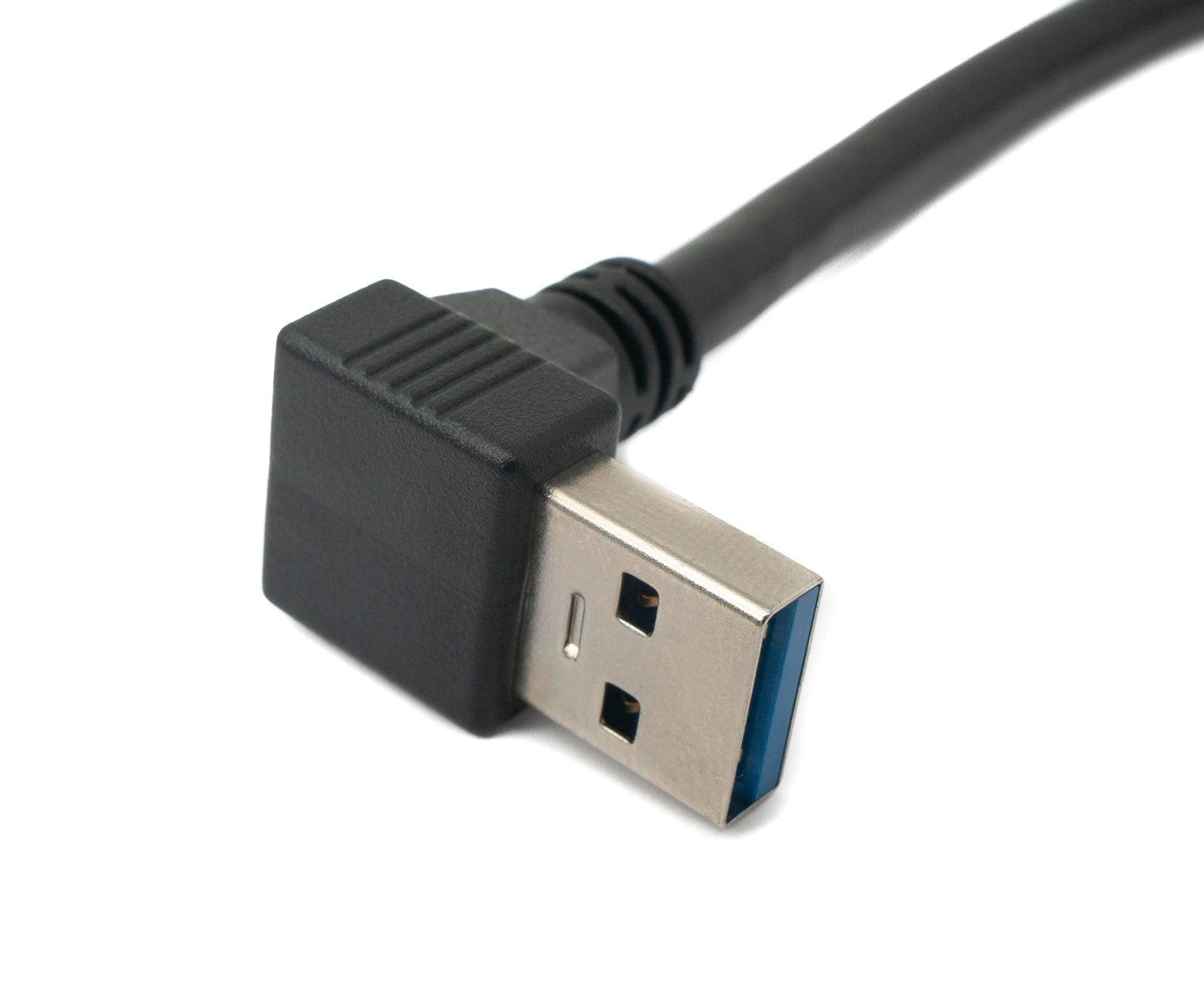 SYSTEM-S USB 3.0 Kabel 30 cm Micro B Stecker zu A Stecker Schraube Winkel Schwarz
