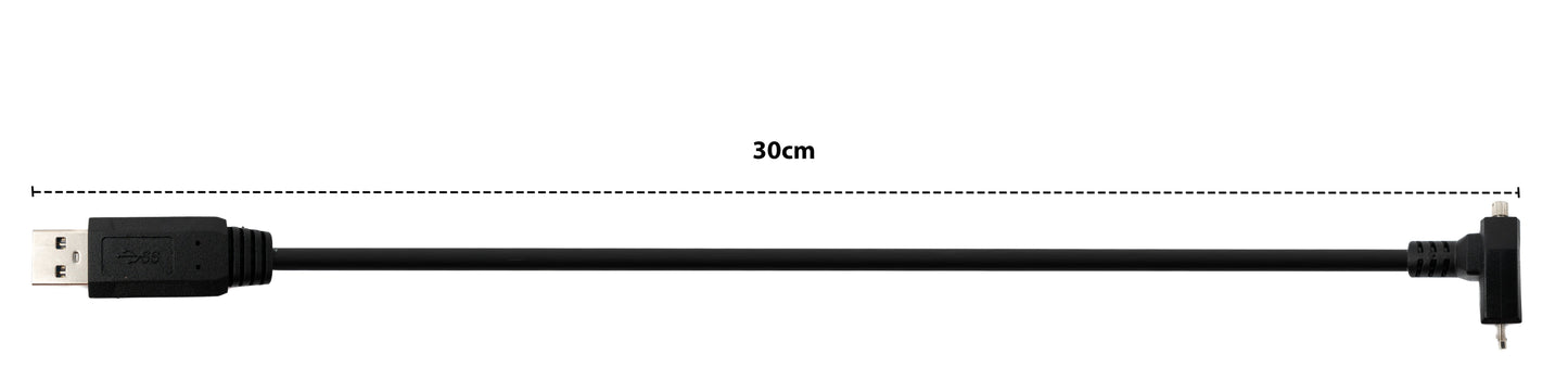 SYSTEM-S USB 3.0 Kabel 30 cm Micro B Stecker zu Typ A Stecker Schraube Winkel in Schwarz