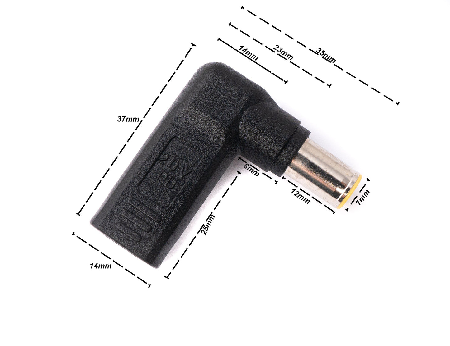 SYSTEM-S USB 3.1 Adapter Typ C Buchse zu DC 20V 7,9 x 5,4 mm Stecker Winkel Kabel