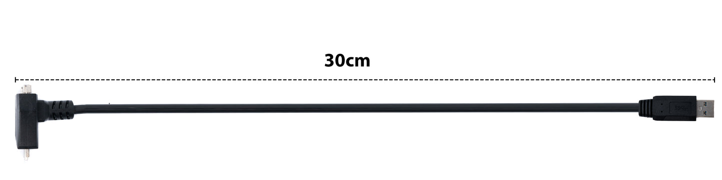 SYSTEM-S USB 3.0 Kabel 30 cm Micro B Stecker zu Typ A Stecker Schraube Winkel in Schwarz