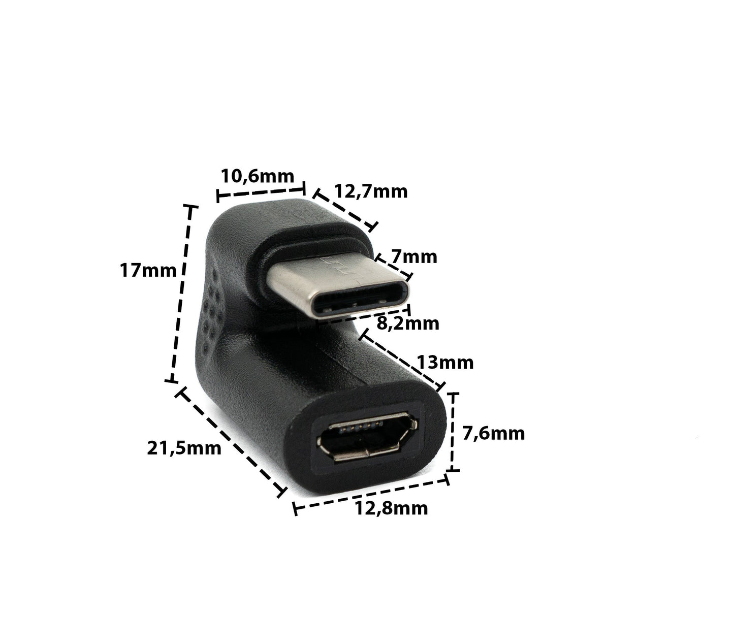 USB 3.1 U Turn 180° Adapter Typ C Stecker zu Micro USB Buchse Winkel Kabel in Schwarz