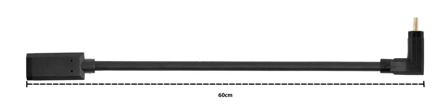 SYSTEM-S USB 3.1 Gen 2 cable 60 cm Type C male to female angled in black