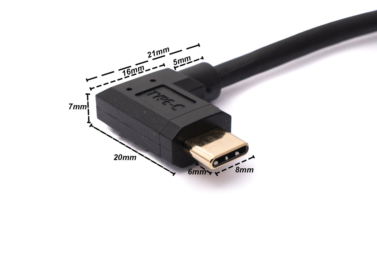 SYSTEM-S USB 3.1 Kabel 30 cm Typ C Stecker zu Buchse Schraube Winkel Adapter in Schwarz