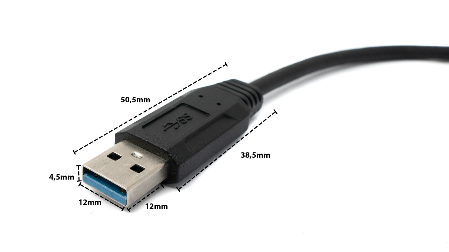 SYSTEM-S USB 3.0 Kabel 30 cm Micro B Stecker zu Typ A Stecker Schraube Winkel in Schwarz