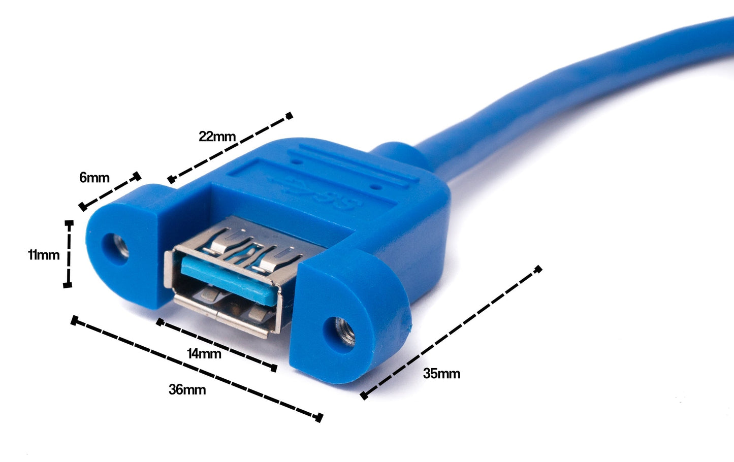 SYSTEM-S USB 3.0 Kabel 5 m Typ A Stecker zu Buchse Schraube in Blau