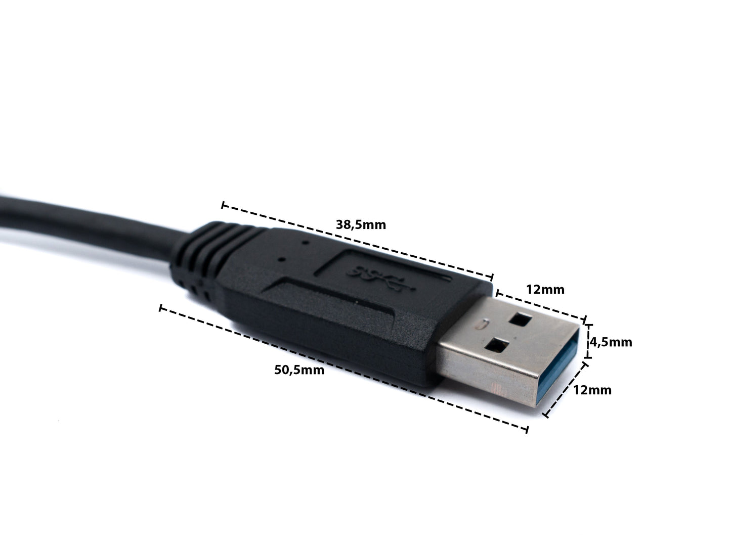 SYSTEM-S USB 3.0 Kabel 30 cm Micro B Stecker zu Typ A Stecker Schraube Winkel in Schwarz