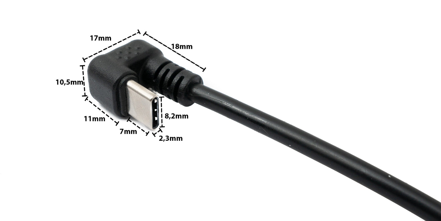 SYSTEM-S USB 3.1 U Turn 180° Cable 30 cm Type C Male to 2.0 Mini Female Angled Black