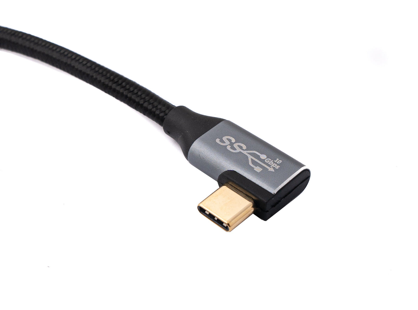 SYSTEM-S USB 3.1 Gen 2 Kabel 50 cm Typ C Stecker zu Buchse geflochten Winkel