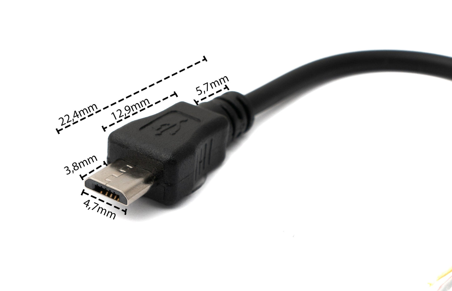SYSTEM-S USB 2.0 Kabel 10 cm Micro B Stecker zu 2x offene Kabelenden für Raspberry Pi