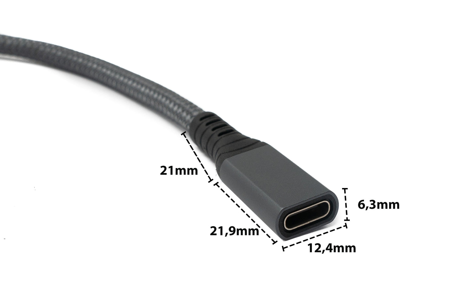 SYSTEM-S USB4 USB Kabel 80 cm Typ C Stecker zu Buchse 40 Gbit/s USB 4.0 geflochten in Grau