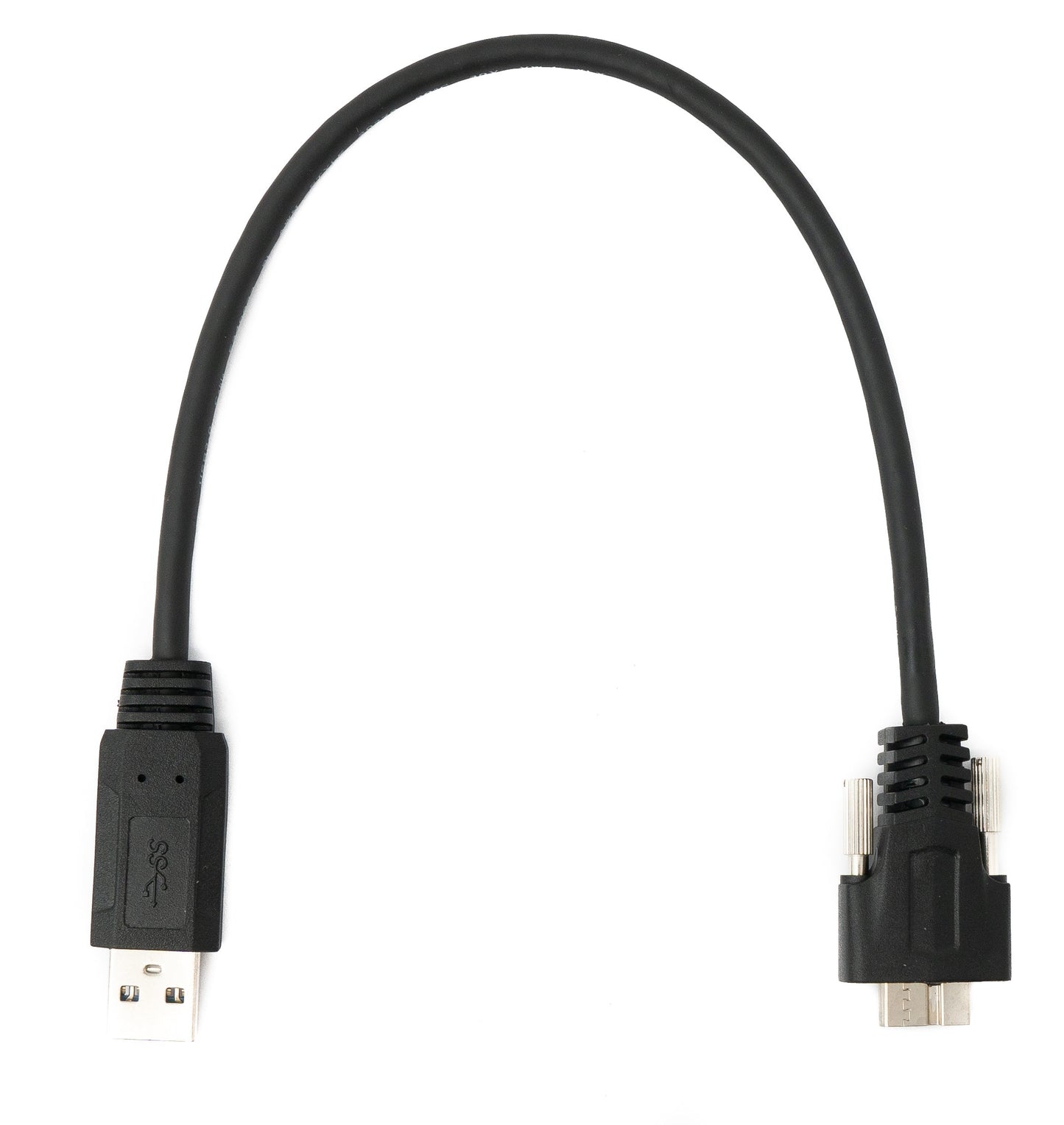 SYSTEM-S USB 3.0 Kabel 30 cm Micro B Stecker zu Typ A Stecker Schraube in Schwarz