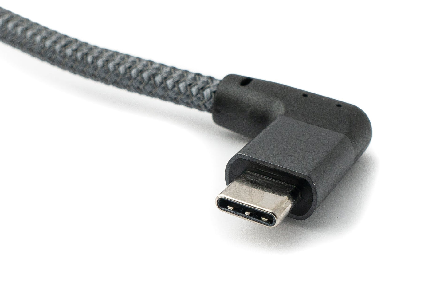 SYSTEM-S USB 3.1 Gen 2 100W Kabel 50 cm Typ C Stecker zu Stecker Winkel geflochten in Grau