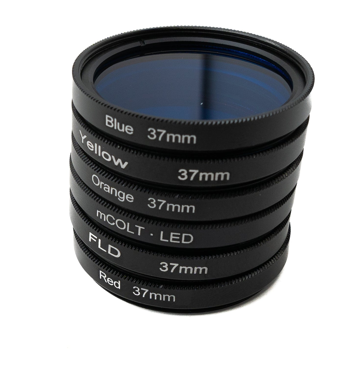 SYSTEM-S Farbfilter Set 37 mm 6 Stück Farbe Linse Filter mit Gewinde Hülle für iPhone 15 Plus