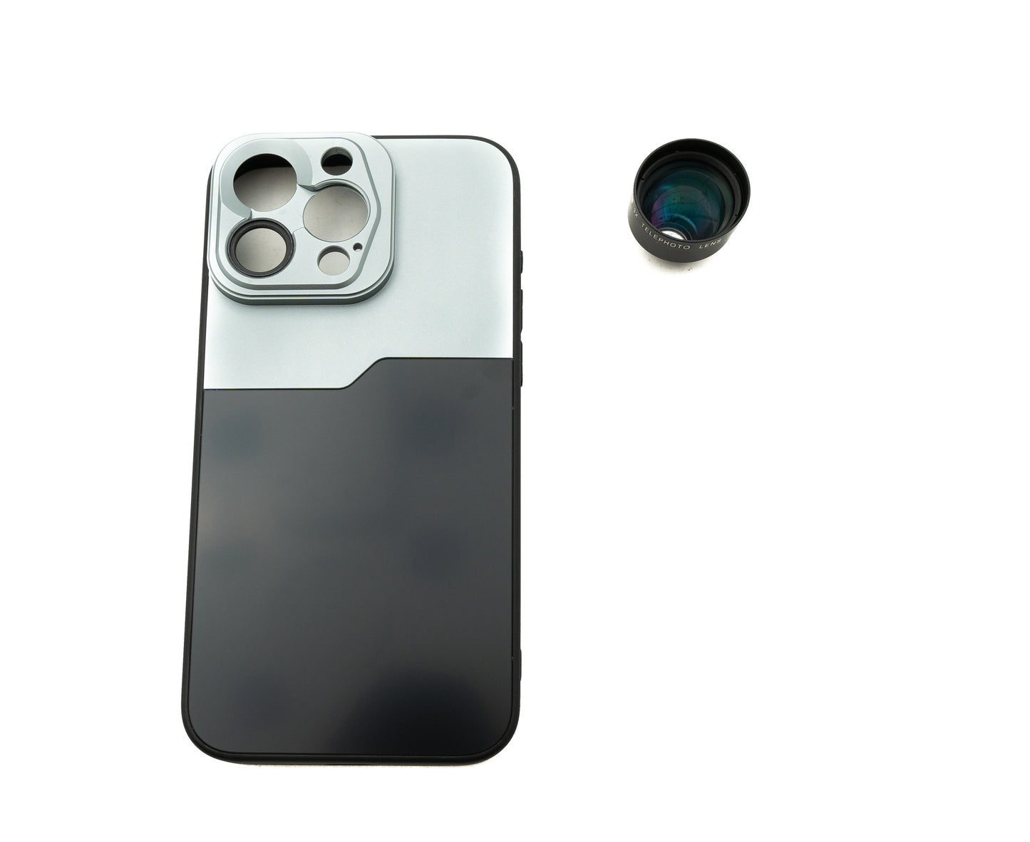 SYSTEM-S Zoom Linse 3x Tele Objektiv 37 mm Filter mit Hülle für iPhone 15 Pro Max in Schwarz Grau