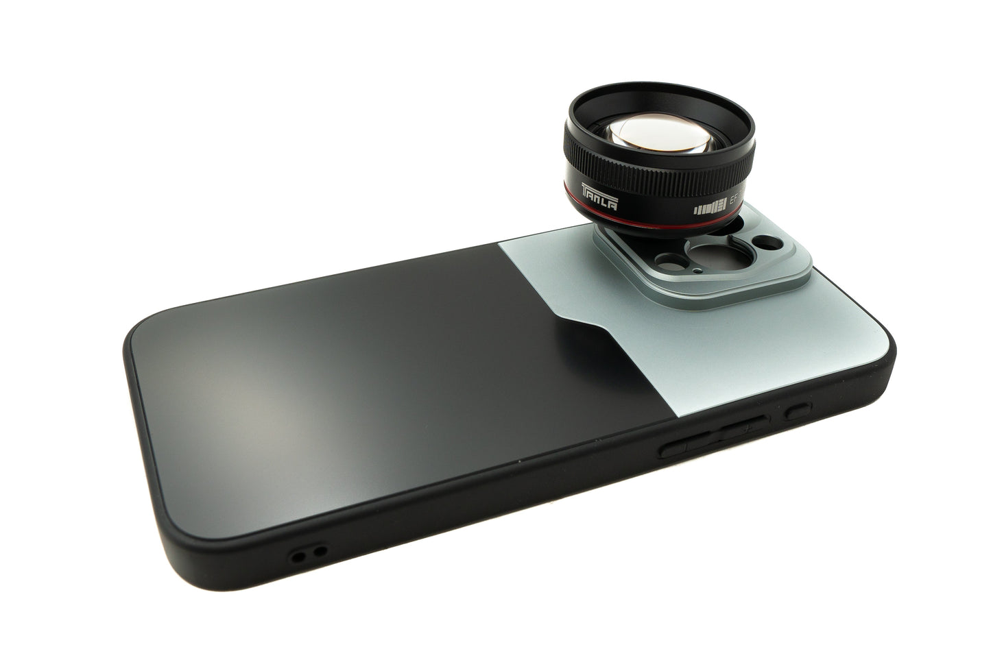 SYSTEM-S EF70mm Portrait Telephoto Lens 37 mm HD Filter with Case for iPhone 15 Pro Max in Black Grey