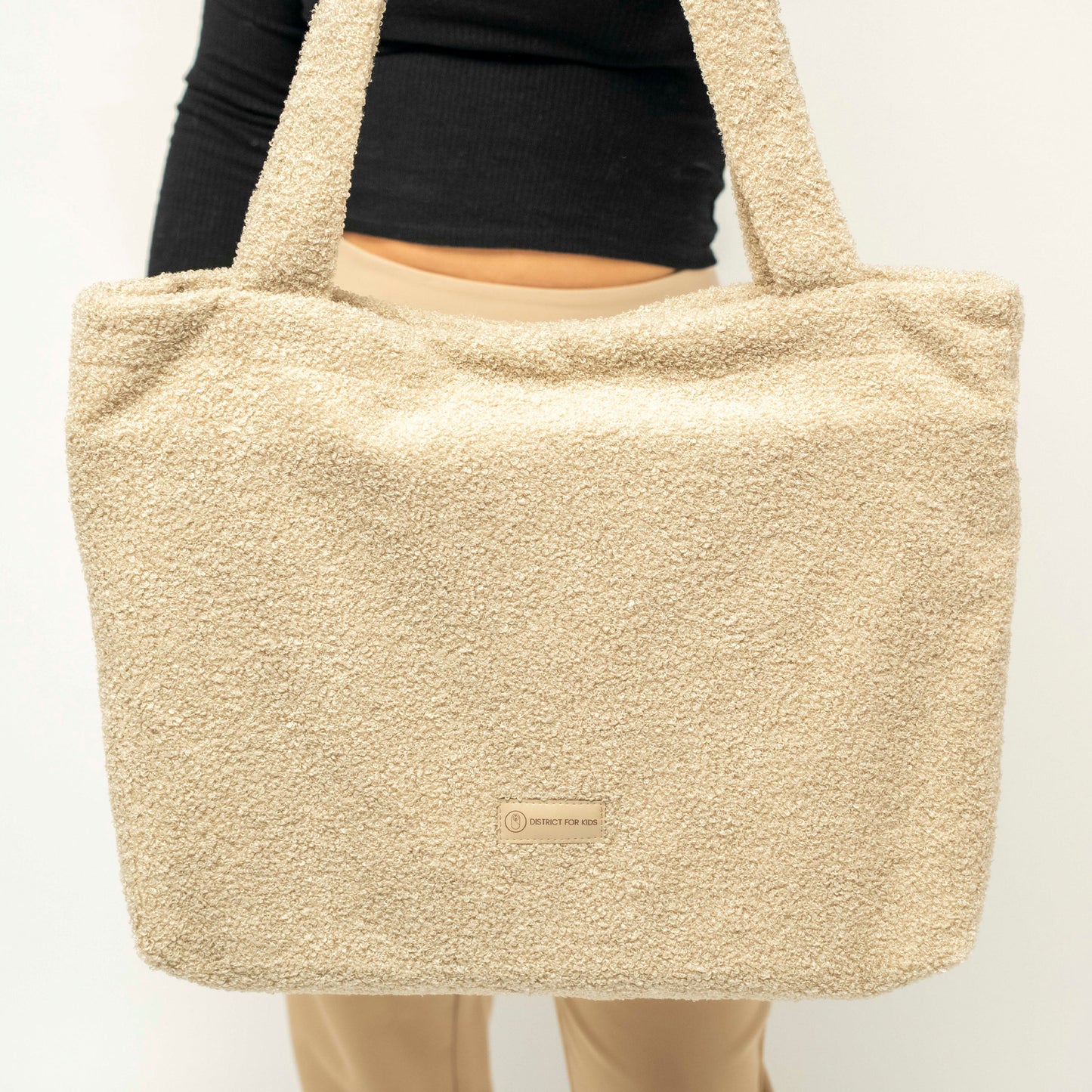 Shopper Mom Bag Boucle Teddystoff- Ideal für den Alltag, Kinderwagen, Cross Shoulder