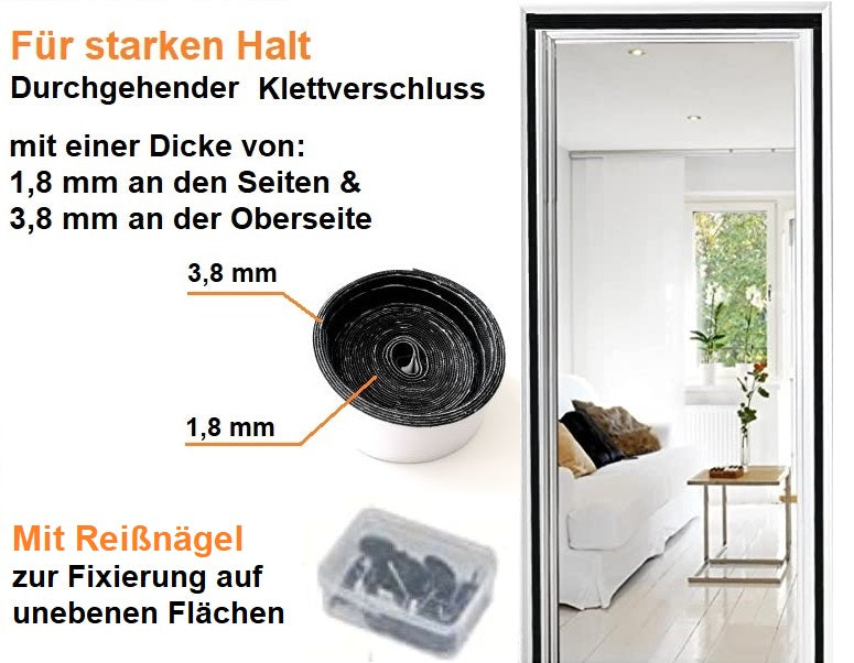 Magnetic Fly Screen for Doors Insect Protection Net Polyester Black
