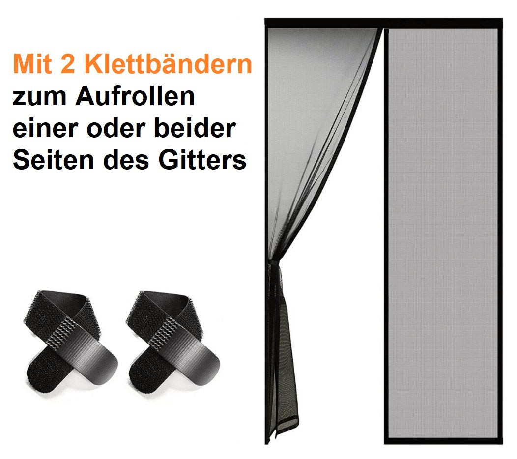 Magnetic Fly Screen for Doors Insect Protection Net Polyester Black