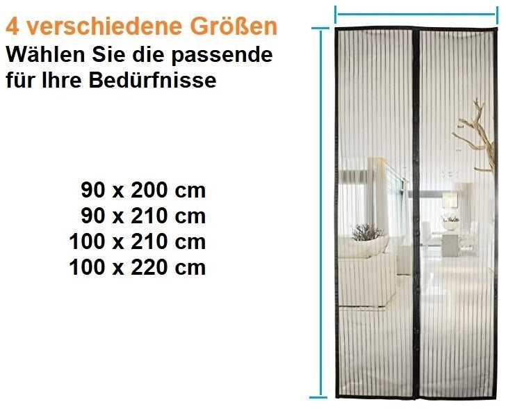 Magnetic Fly Screen for Doors Insect Protection Net Polyester Black