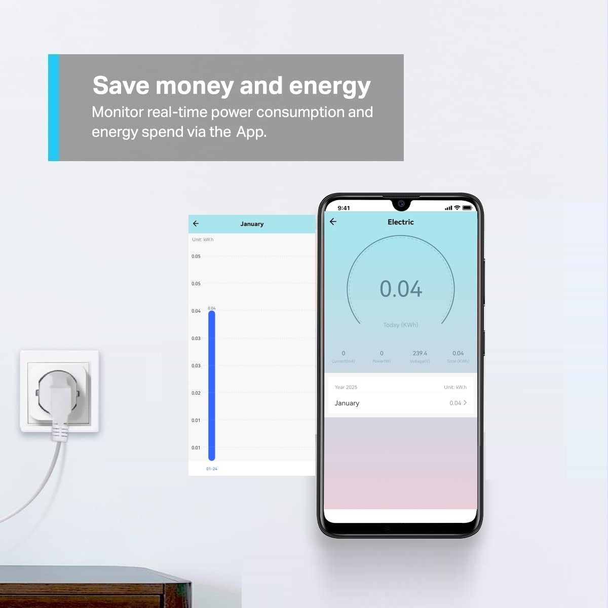 Smart Plug WiFi with Power Monitoring Function 16A App Smart Life Tuya Alexa
