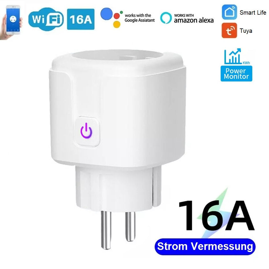 Smart Plug WiFi with Power Monitoring Function 16A App Smart Life Tuya Alexa