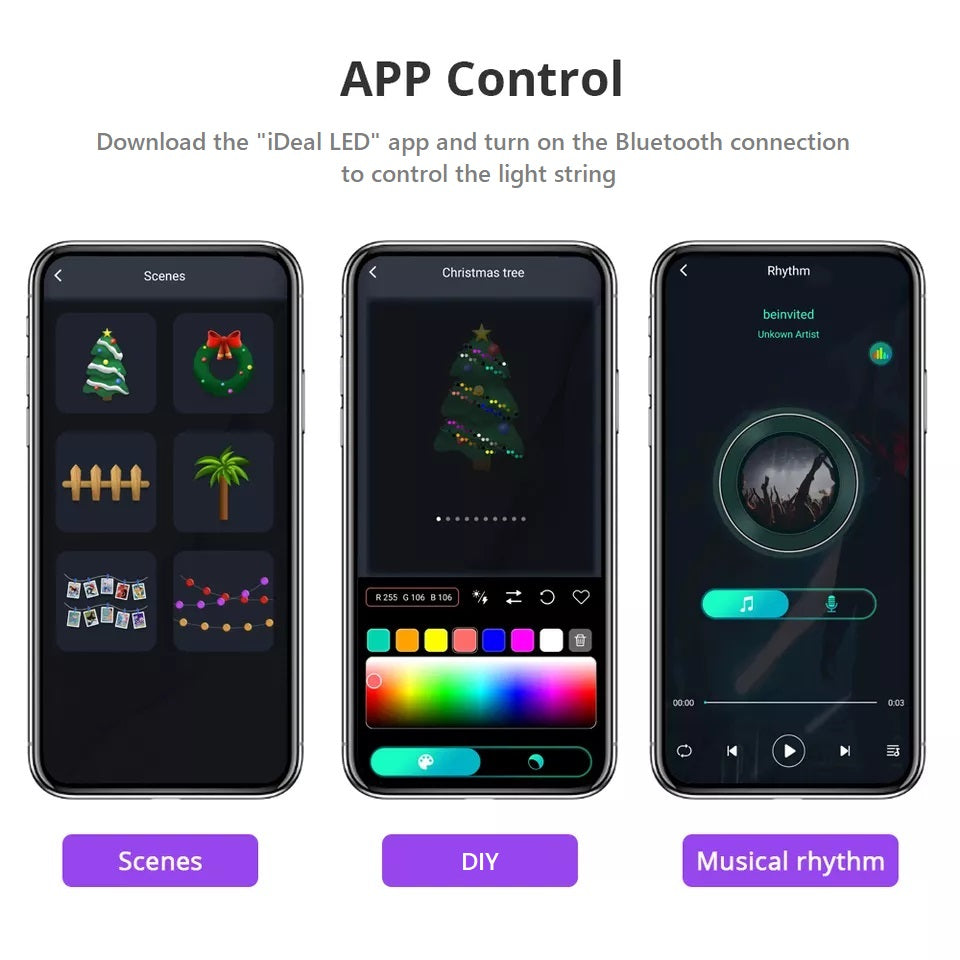 Fairy Lights Christmas Lights Smart LED Strip App Music Alexa RGB 5m USB Waterproof