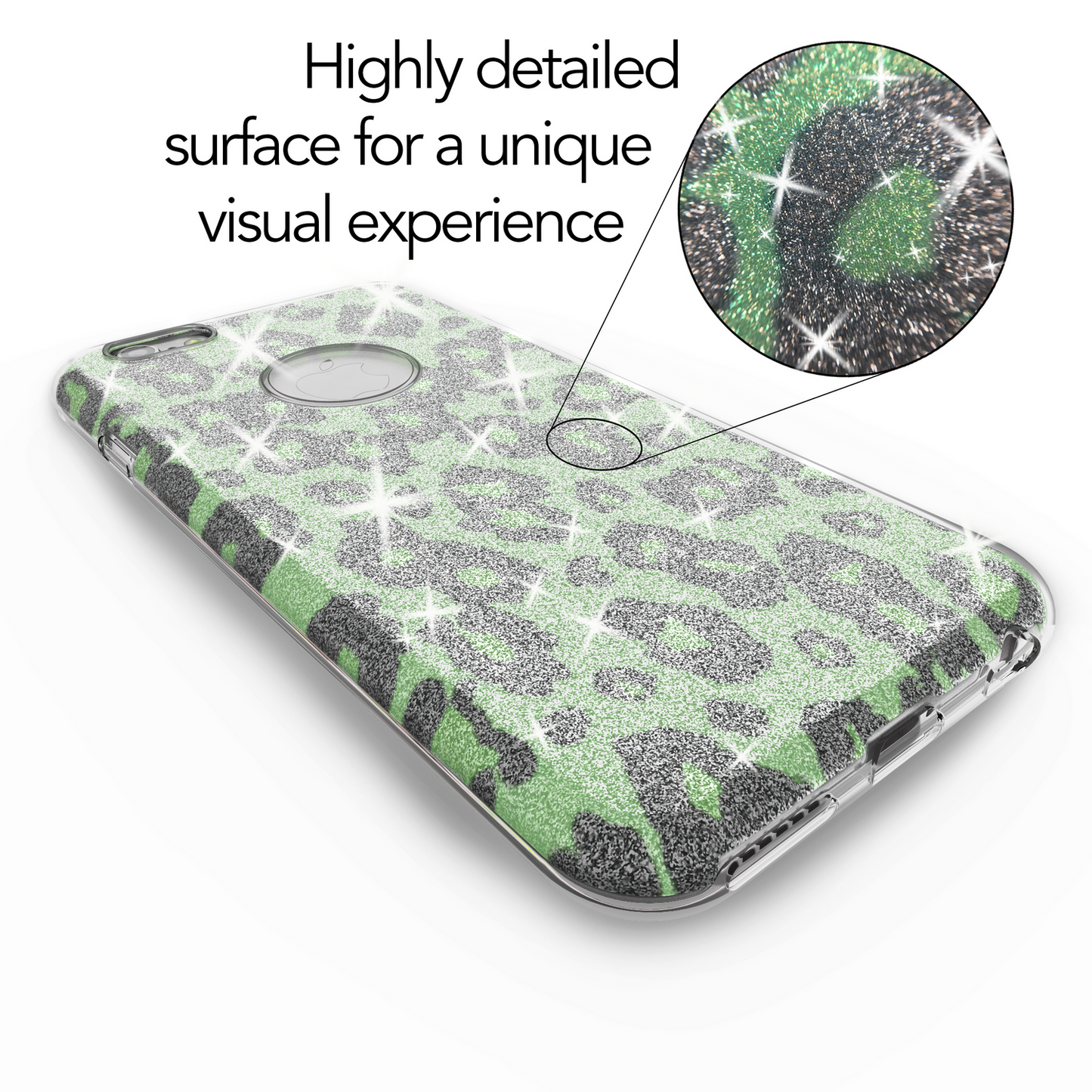 NALIA für IPHONE 6 / 6S Hülle TPU Silikon Cover Case Sparkle Leopard - Grün