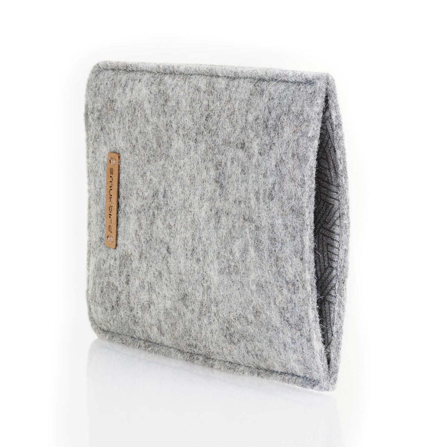Phone case for iPhone 12 Pro | made of felt and organic cotton | light grey - tracks | model "LET"