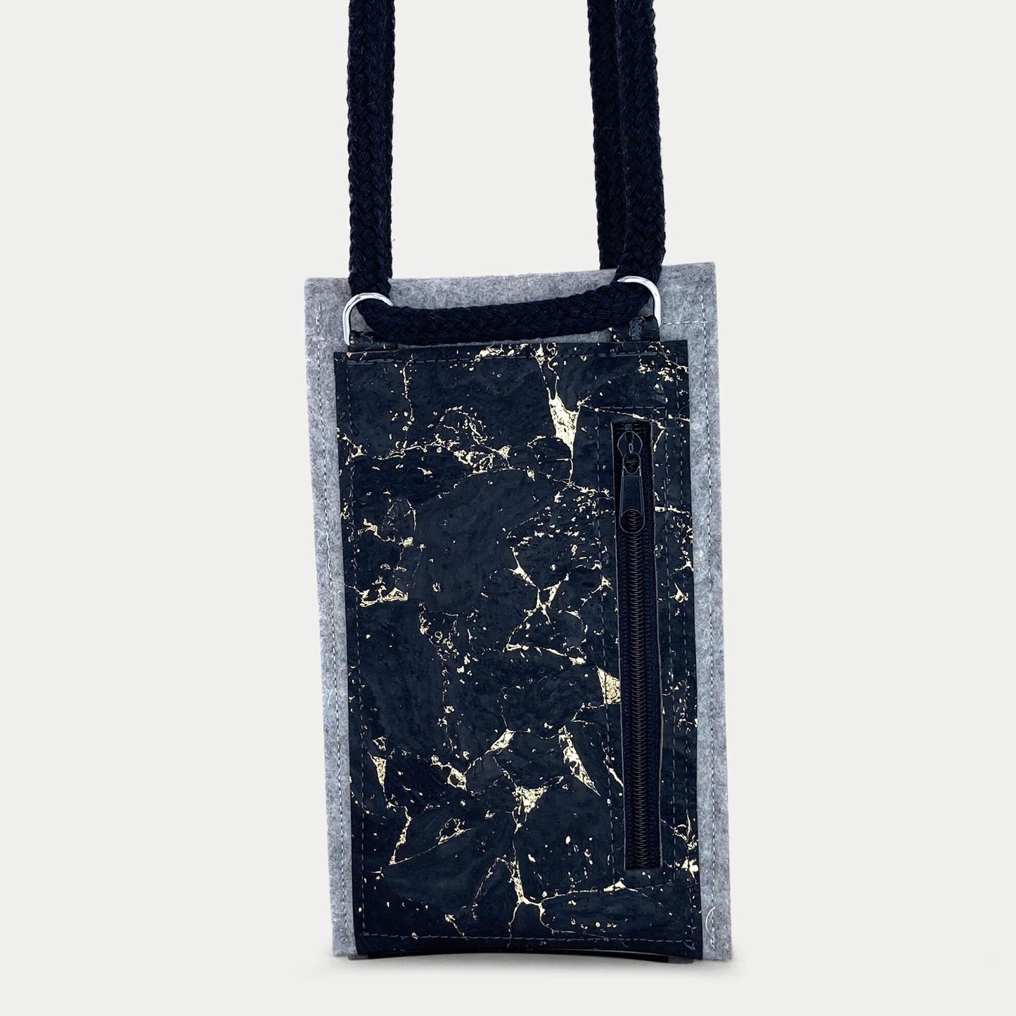 iPhone 16 Pro Max shoulder bag | Felt & cotton | light gray - black | KEDJA deluxe