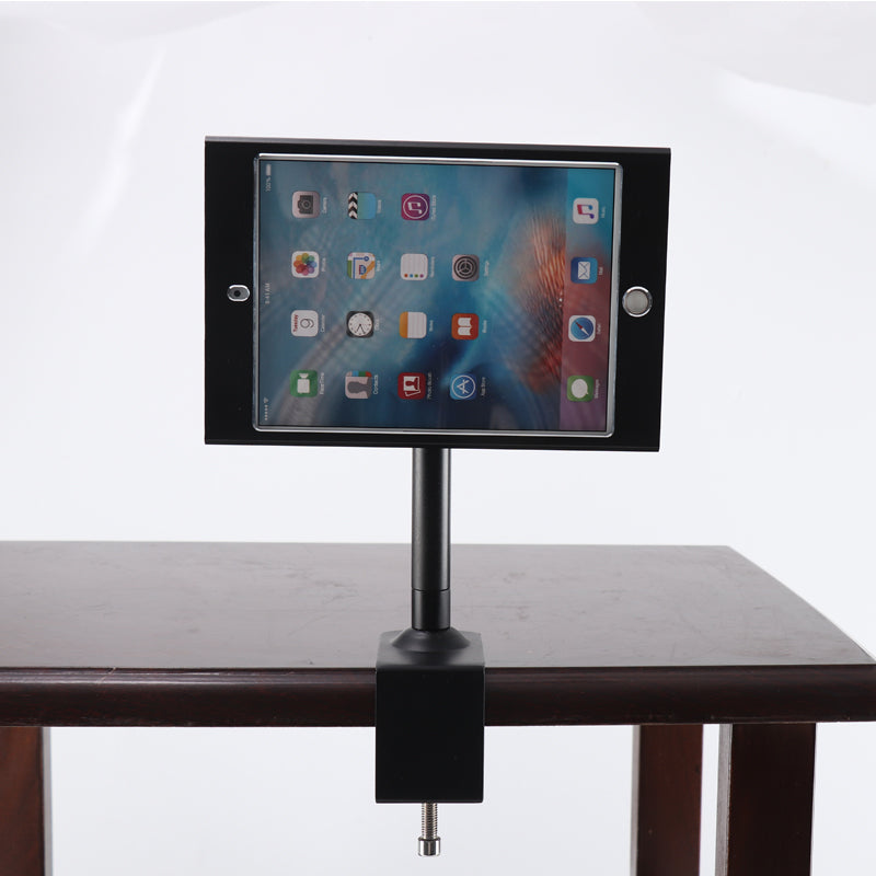 SYSTEM-S Stangen Halterung mit Schloss Befestigung aus Metall in Schwarz für iPad Mini