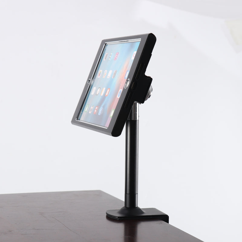 SYSTEM-S Stangen Halterung mit Schloss Befestigung aus Metall in Schwarz für iPad Mini