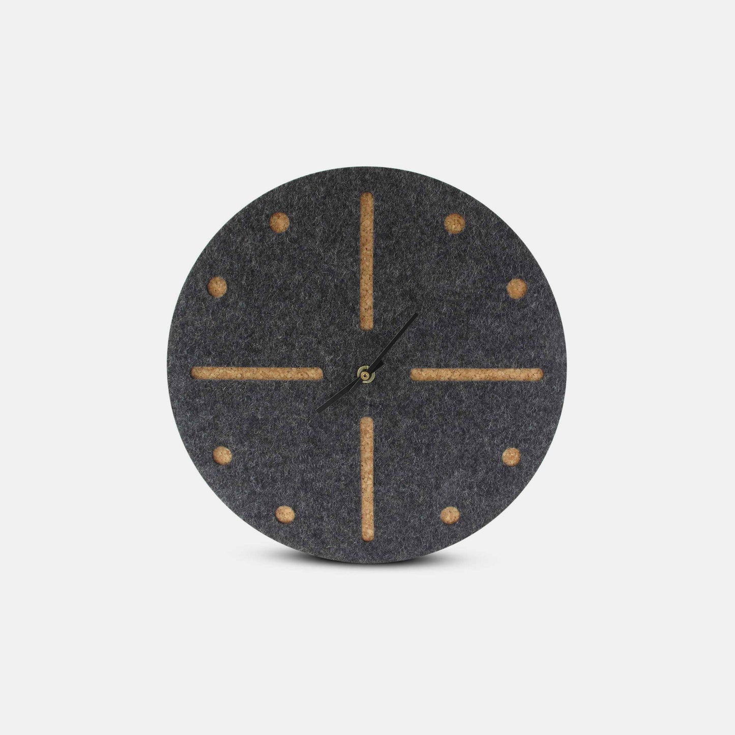 Felt and cork wall clock 30 cm | anthracite - black | Design: Odense