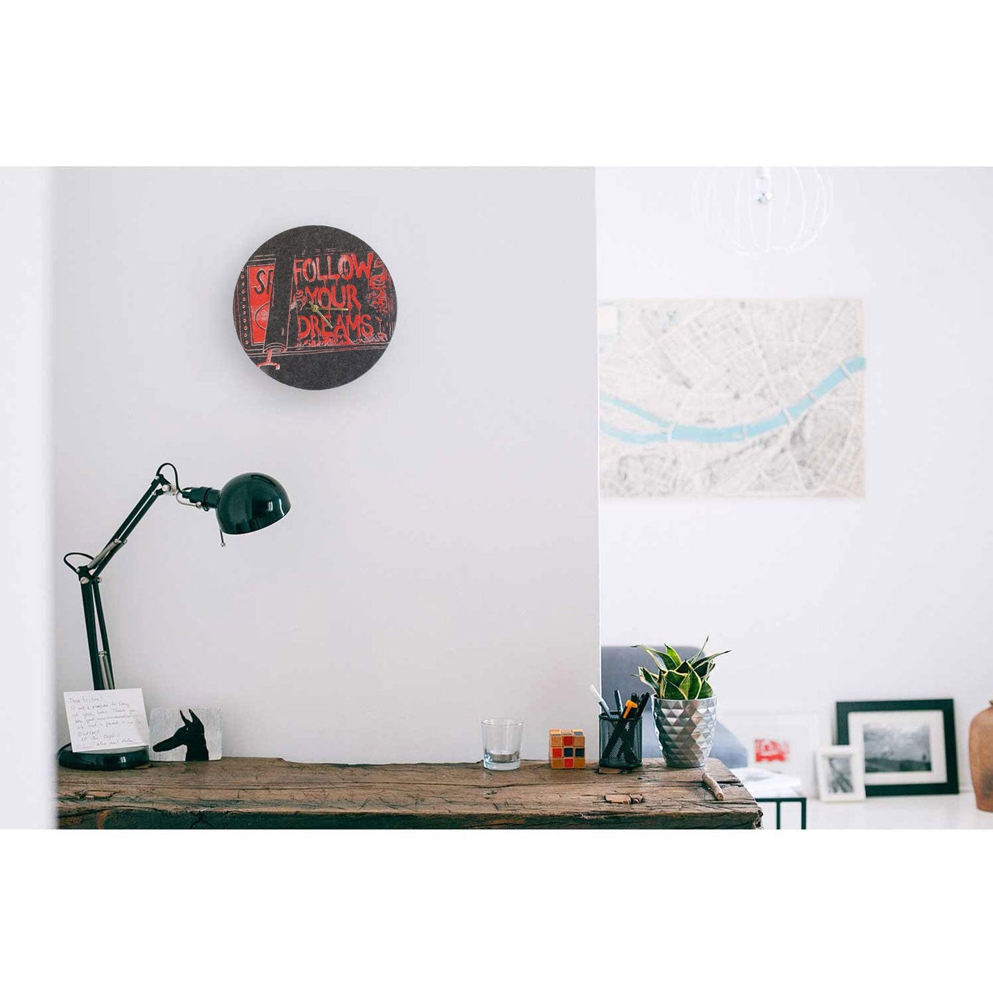 Felt and cork wall clock, 30 cm | Design "Dreams" by Anja Streese