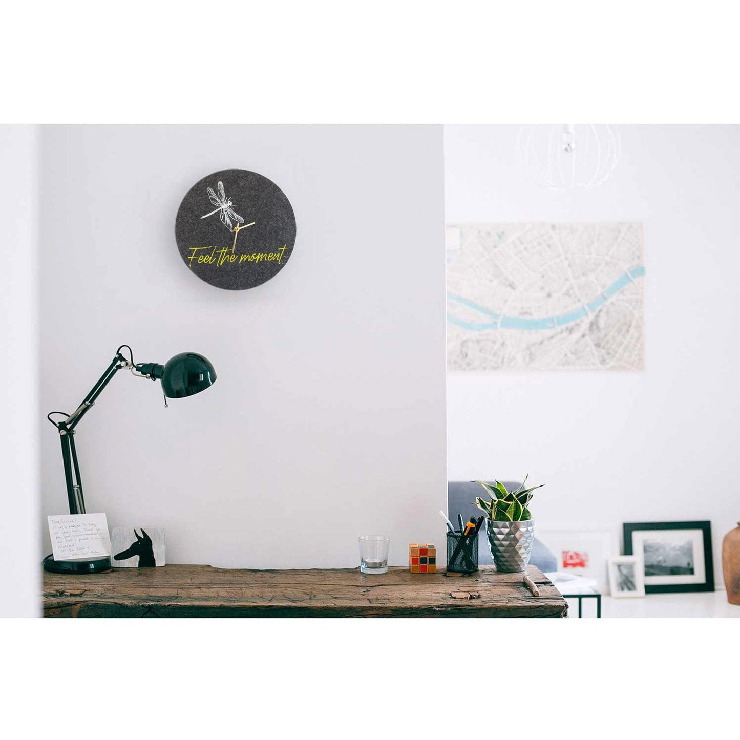 Felt and cork wall clock, 30 cm | Design "Moment" by Anja Streese