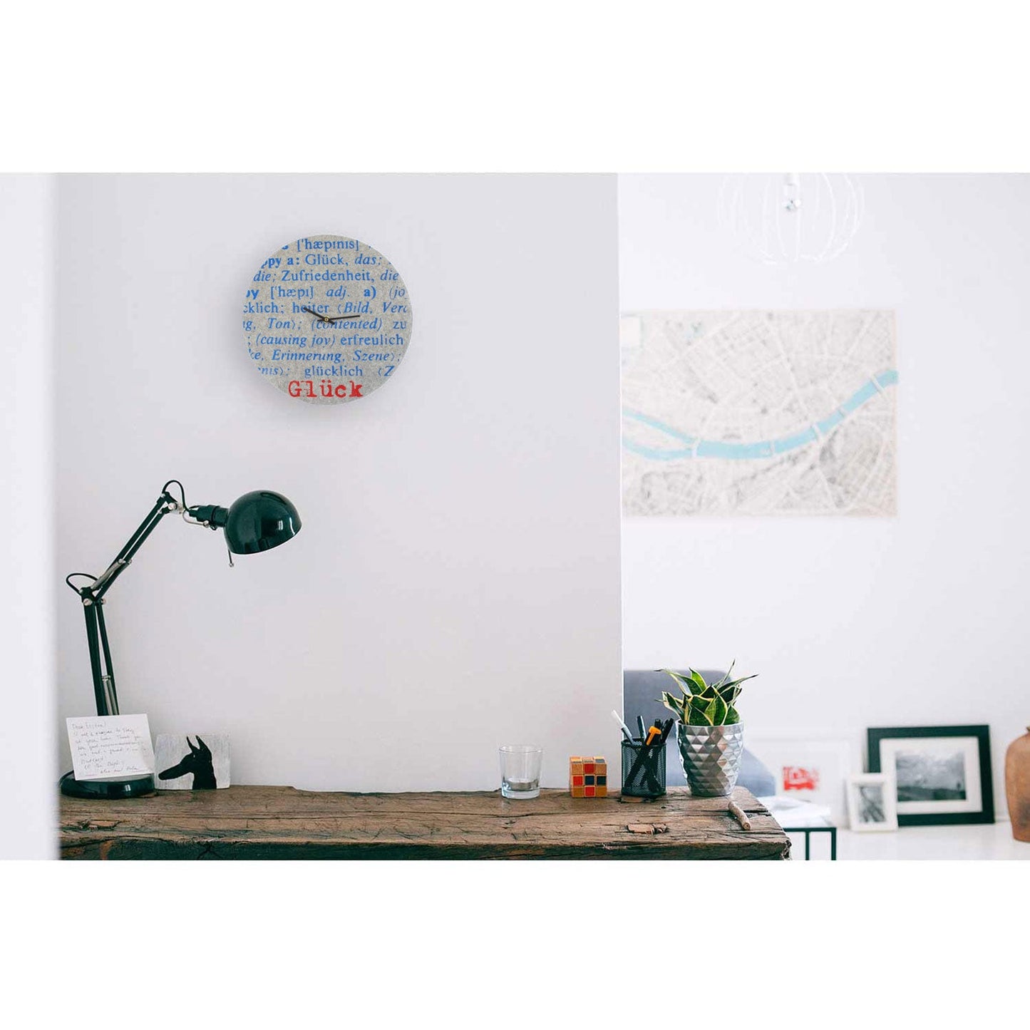 Felt and cork wall clock, 30 cm | Design "Glück" by Anja Streese