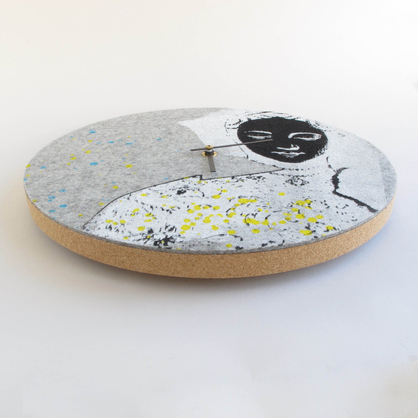 Felt and cork wall clock, 30 cm | Design "Woman" by Anja Streese