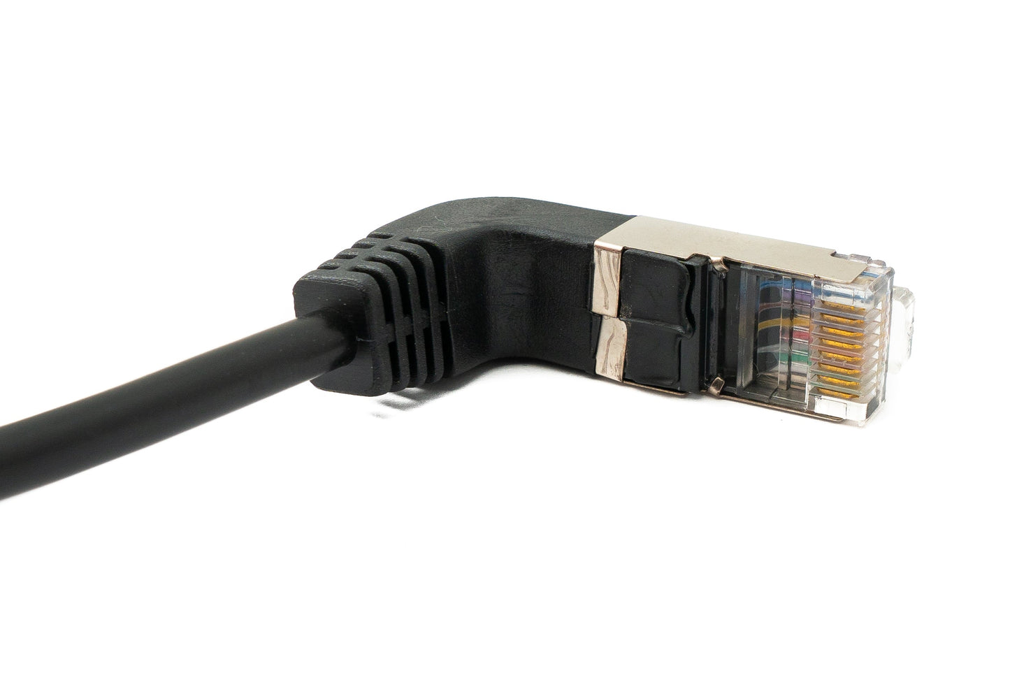 SYSTEM-S LAN Kabel 50 cm 8P8C RJ45 Stecker zu Stecker Winkel in Schwarz