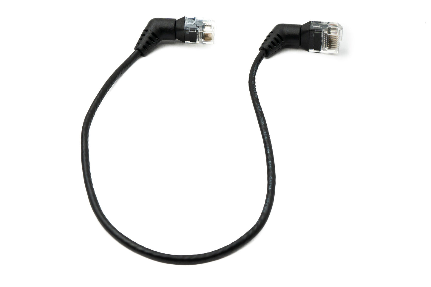 SYSTEM-S LAN Kabel 25 cm 8P8C RJ45 Stecker zu Stecker Winkel in Schwarz