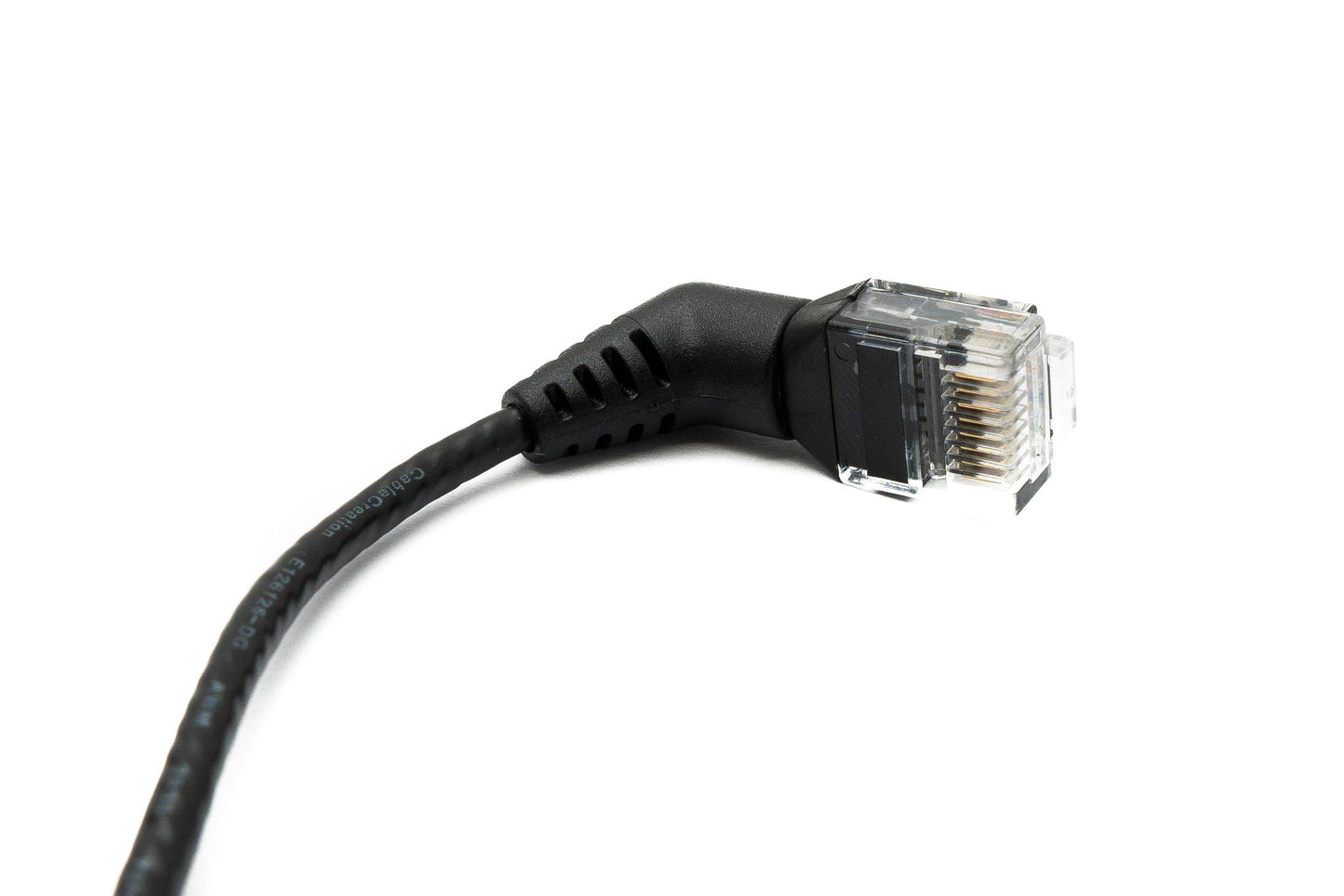 SYSTEM-S LAN Kabel 25 cm 8P8C RJ45 Stecker zu Stecker Winkel in Schwarz