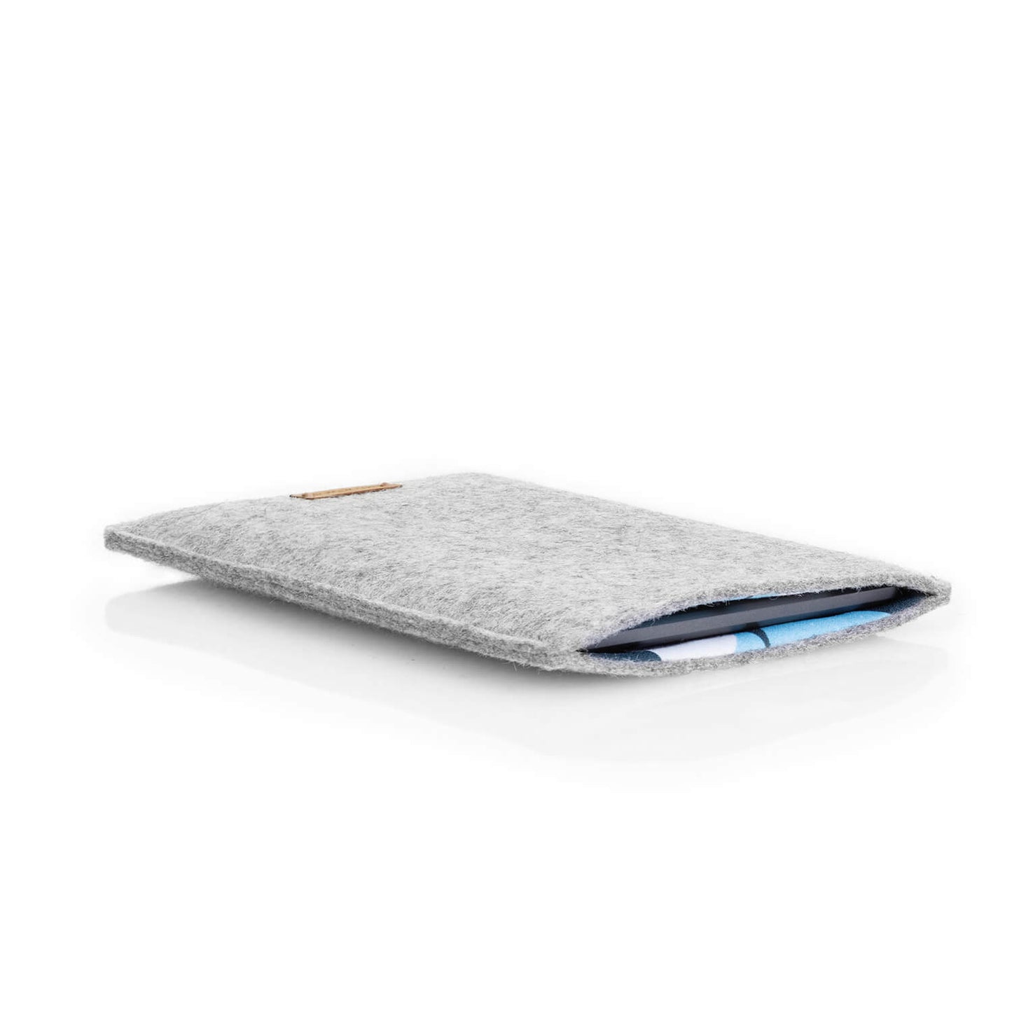 Kindle Scribe cover | made of felt and organic cotton | light gray - shapes | "LET" model